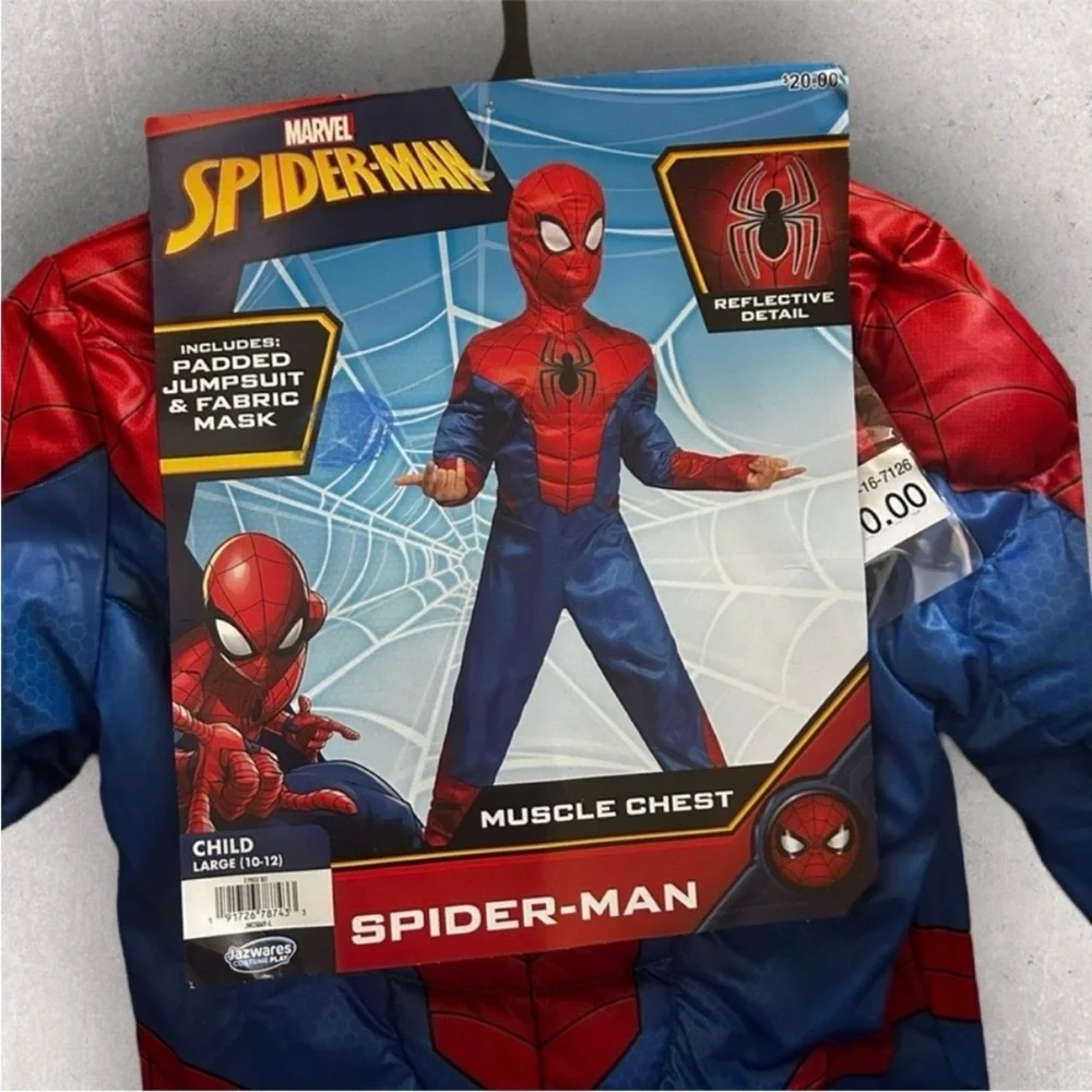 NEW MARVEL SPIDER-MAN MUSCLE CHEST COSTUME Padded Chest Large 10-12